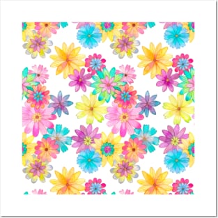 colorful flowers Posters and Art